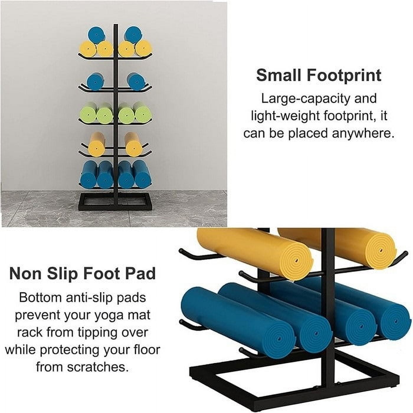 Yoga Mat Holder Wall Mount, Home Gym Storage For Storing Fitness, Yoga Mat Rack For Hanging Foam Rollers And Resistance Bands
