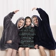 thumbnail image 5 of Math Equations Chemistry Symbols Black Pattern Blanket Hoodies for Kids 6-13YR Oversize Wearable Blanket Hoodies for Boys Girls Teens, 5 of 7
