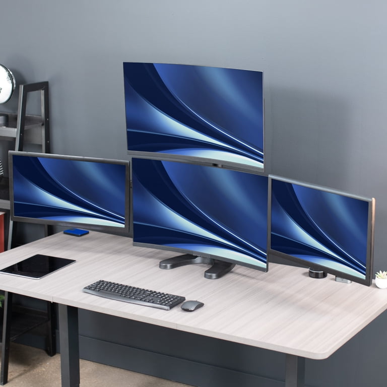 Support De Table Pour 4 écrans - Bras Réglables VESA 75x100, Inclinaison Pivot, Port USB Audio, Max 9kg Par Bras