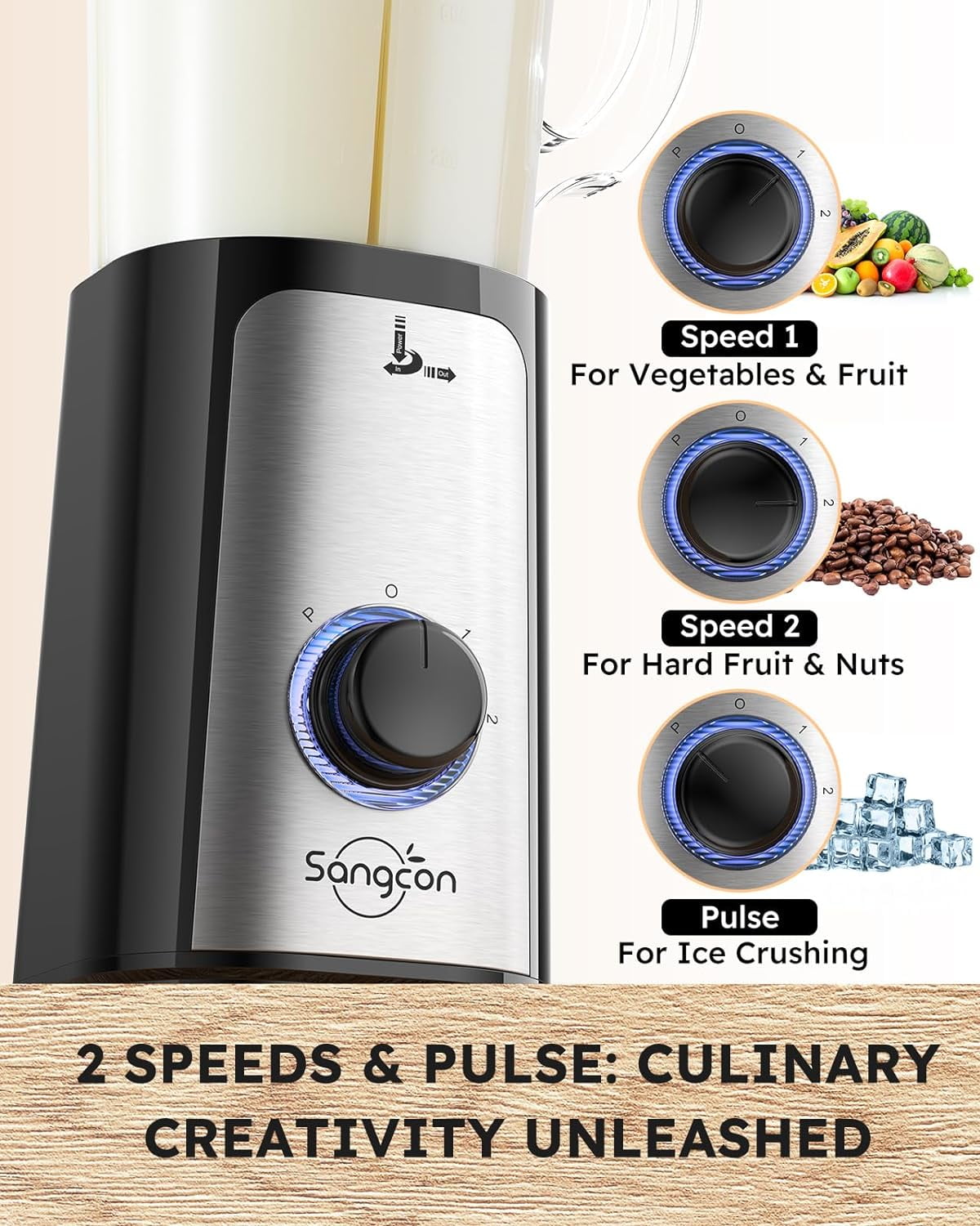 5-in-1 Blender and Food Processor Combo with 350W Motor, 4 Cups & 3 Blades for Meat, Smoothies, Shakes