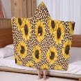 thumbnail image 5 of Beige Leopard Sunflower Pattern Hooded Bath Towel，60"x35" for Ages 3 To 12 Kids, Quick Dry Lightweight Soft Microfiber Hood Beach Towel Cover Up for Kids, 5 of 7