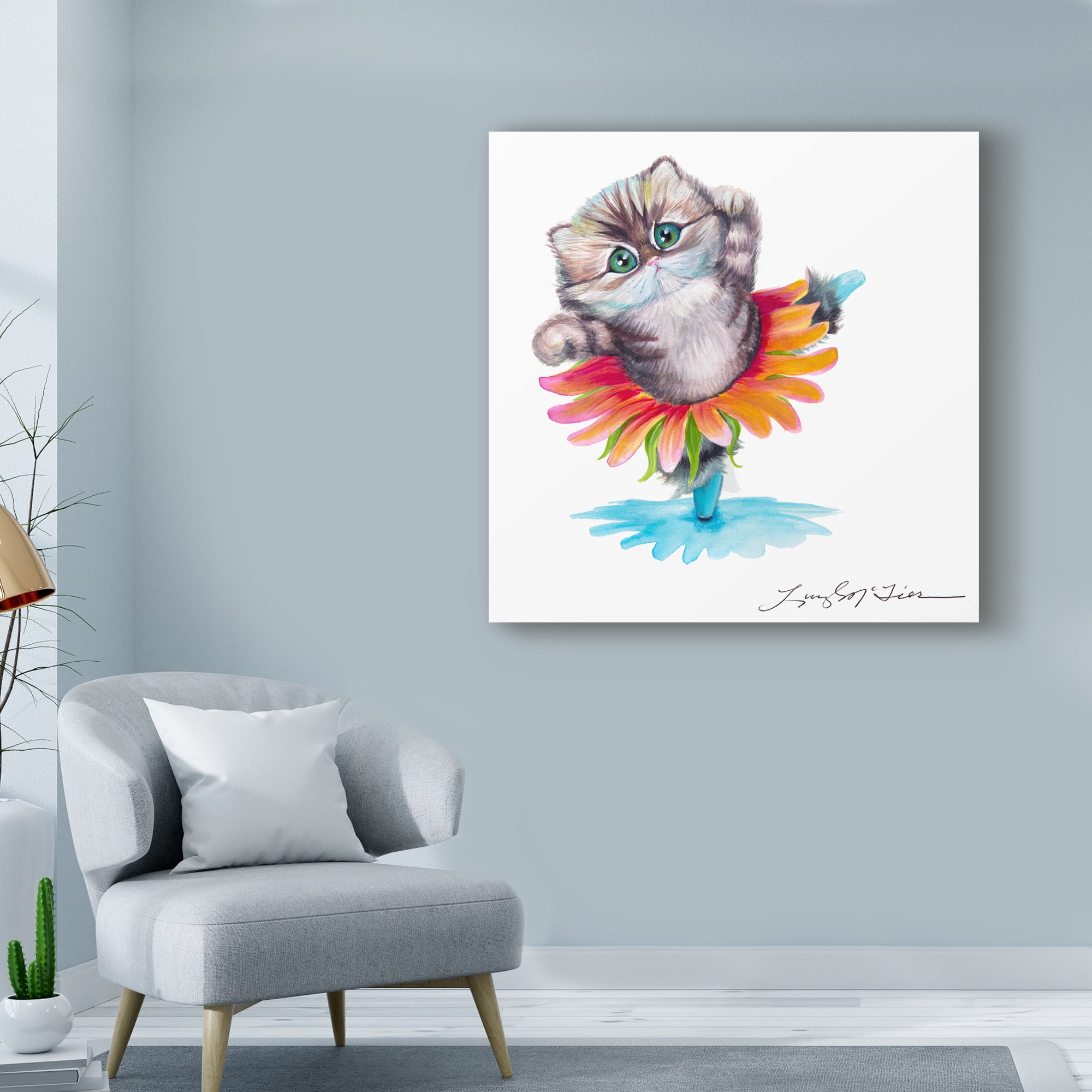 Kitten Ballerina Daisy Flower Dance Persian Cat' Canvas Art by Lucy P. Mctier