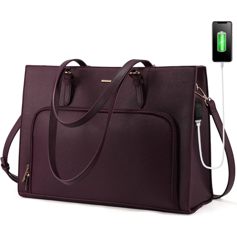 Womens Designer Black Large Tote Bag for Laptop Travel Shoulder