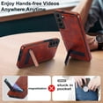 thumbnail image 5 of for Samsung Galaxy S22 Plus PU Leather Back Case, Built-in Invisible Stand [Compatible with Magsafe] Protective Slim Kickstand Anti-fall Phone Cover Compatible with Samsung Galaxy S22 Plus, Brown, 5 of 8