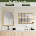 thumbnail image 6 of Kadyn 20"x30" Wavy Rectangle Accent Mirror, Decorative Wall Mounted Mirror for Home Bedroom Living Room Entryway, Premium Solid Wood Frame Design, Classic Oak Wood, 6 of 12