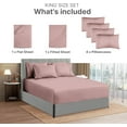thumbnail image 3 of CGK Linens 6-Piece Extra Deep Pocket Sheet Set With Extra Matching Pillowcases - King Size Bed Sheets Fits 18"-24" Mattresses, Mauve, 3 of 7