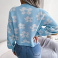 thumbnail image 4 of Vedolay Fall Tops for Women Cropped Casual Jacket Button Down Long Sleeve Fitted Casual Coat,Blue M, 4 of 5