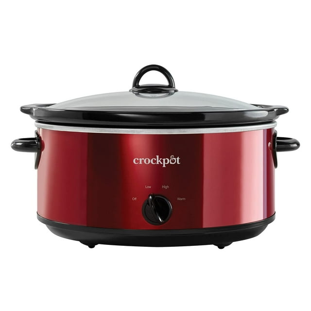 Crock-Pot Grande, 7 Cuartos de Capacidad, Versátil, Eléctrica, Olla de Cocción Lenta, Aparato de Cocina para Cocinar en Casa con Tazón de Cerámica Extraíble, Rojo