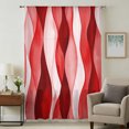 thumbnail image 3 of Red Striped Sheer Curtains 54 Inch Length, Light Filtering Voile Curtain Panel, Modern Gradient Geometric Ripple Stripes Rod Pocket Drapes Window Treatments for Living Room Bedroom 52"x54", 3 of 9