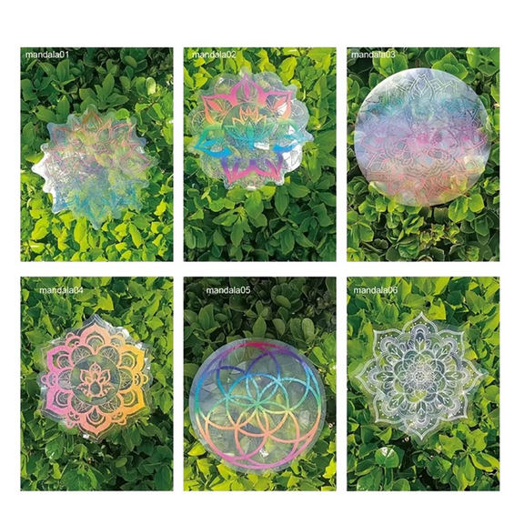 6Pcs/Set Suncatchers Window Stickers Rainbow Maker PVC Glass Sticker Sun Catcher Wall Decal Art Home Bedroom Kids Room,6Pcs x Suncatchers Window Stickers,As Shown