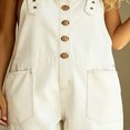 thumbnail image 4 of Morttic Women's Vintage Washed Denim Overalls – Casual Loose Wide Leg Jumpsuit with Pockets & Adjustable Straps Button Romper White，S, 4 of 6