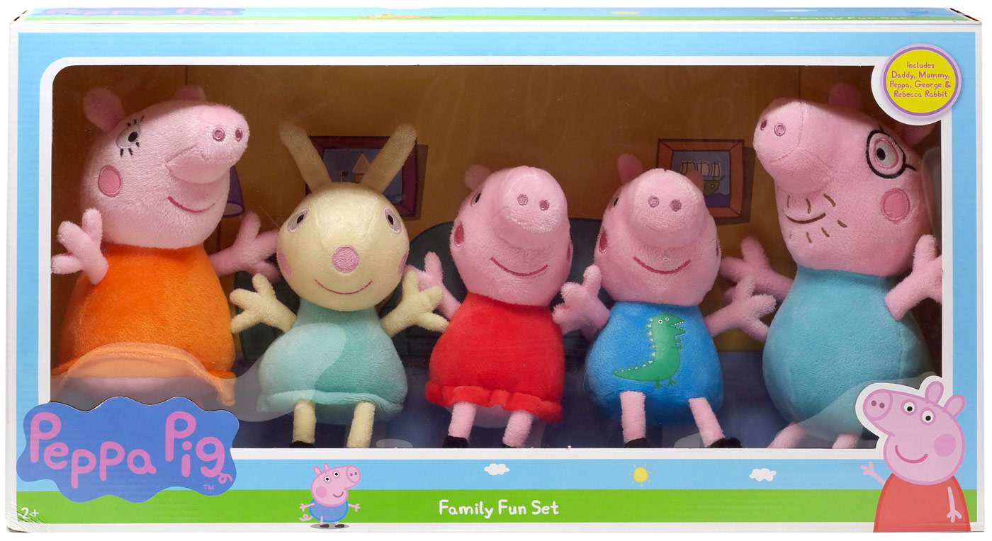 Peppa Pig Family Fun Set Plush 5-Pack (Daddy Pig, Mummy Pig, Peppa Pig, George  Pig & Rebecca Rabbit) 