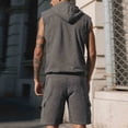 thumbnail image 3 of Aofany Mens Short Sets 2 Piece Outfits Sleeveless Workout Hoodies and Drawstring Casual Track Shorts Sets Loose Fit Summer Tracksuit, 3 of 4