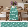 thumbnail image 4 of Ocean Waves Turquoise Art Table Runner 13x48in Non-Slip Cotton Linen Table Runners, Watercolor Water Lines Dresser Scarves TableRunner for Dinner Kitchen Dining Wedding Party, 4 of 9