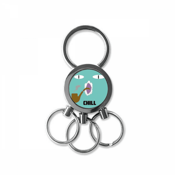 blue emotion chill smoke cat stainless steel metal key holder chain keychain