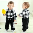 thumbnail image 2 of Younger Tree Infant Toddler Baby Boy Clothes Set Newborn Long Sleeve Flannel Plaid Bodysuit Pants Fall Winter Outfits for 12-18 Months, 2 of 8