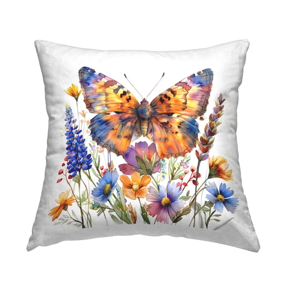 Stupell Industries Orange & Blue Butterfly Decorative Printed Throw Pillow Design by LSR Design Studio.