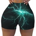 thumbnail image 2 of Balery Green Lightning Flash Pantalones cortos de entrenamiento estampados para mujer, sin costuras, ajustados, para gimnasio, yoga, correr, deportes, ejercicio activo, fitness.-XX-Large, 2 of 8