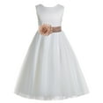 thumbnail image 2 of Ekidsbridal Girl Wedding Flower Girl Dress - V-Back Ivory Tulle with Tiebow, 2 of 3