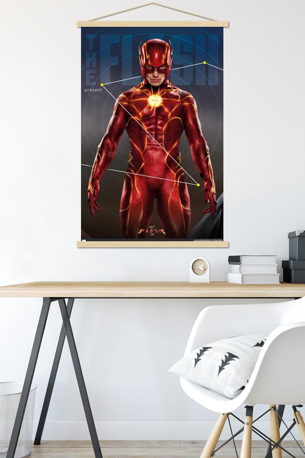 DC Comics Movie The Flash - The Flash Triptych Wall Poster with Magnetic Frame, 22.375" x 34"