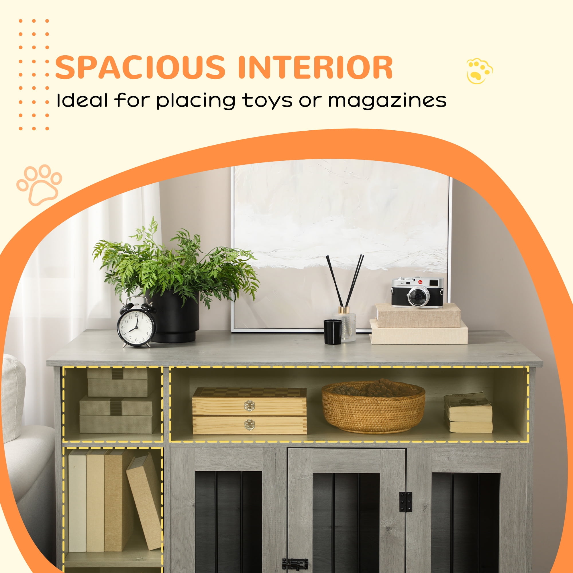 PawHut Furniture Style Dog Crate End Table W/ Adjustable Shelf Storage Space