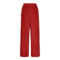 thumbnail image 6 of Knitted Pants, Comdrip Women's Fashionable Casual Plush High Waist Warm Casual Trousers Sweater Pants for Women Red S, 6 of 6