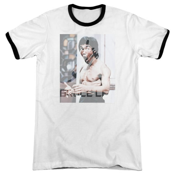 Bruce Lee Revving Up Adult Ringer White Black
