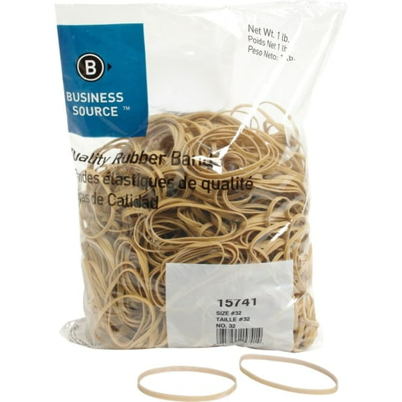 Business Source Quality Rubber Bands - Size: #32 - 3" Length x 0.1" Width - Sustainable - 700 / Pack - Rubber - Crepe | Bundle of 5