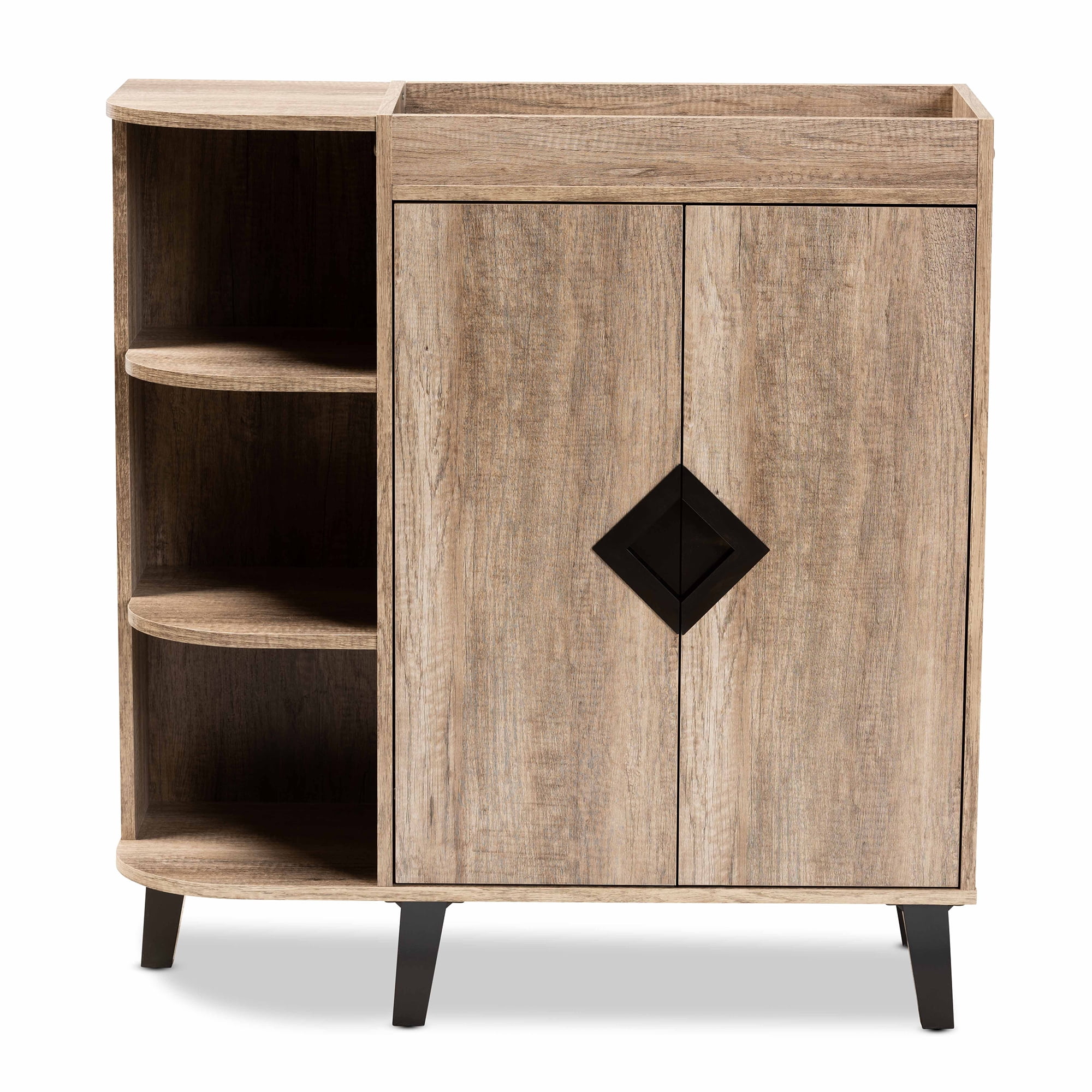Baxton Studio Modern Contemporary 2-Door Shoe Cabinet, Brown and Black, 67.2 lbs