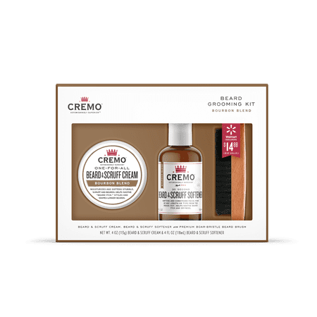 Cremo Bourbon Blend Beard Grooming Kit with Boar Bristle Brush