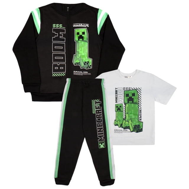 Conjunto de ropa Minecraft Creeper Boys, pantalones de 3 piezas, talla 5/6