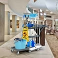 thumbnail image 6 of Commercial Janitorial Cleaning Cart on Wheels, 3-Shelf Housekeeping Carts with Cover and Vinyl Bag, for Hotels, Stores, Schools, and Business, 6 of 7