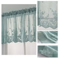 thumbnail image 5 of 1 Pc Sheer Kitchen Valances Curtains 2Pcs Vintage Lace Short Curtains, Cream Floral Embroidered Voile Cafe Curtain for Bedroom Living Room Bathroom Windows Decor, 29.1x35.4 Inch, Green, 5 of 8