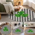 thumbnail image 5 of Round Rug 7Ft Washable Non-Slip, St. Patrick's Day Circle Area Rugs for Living Room Bedroom, Green Shamrock Love Buffalo Plaid Vintage Indoor Floor Mats Carpet Runner for Home Decor Aesthetic, 5 of 8
