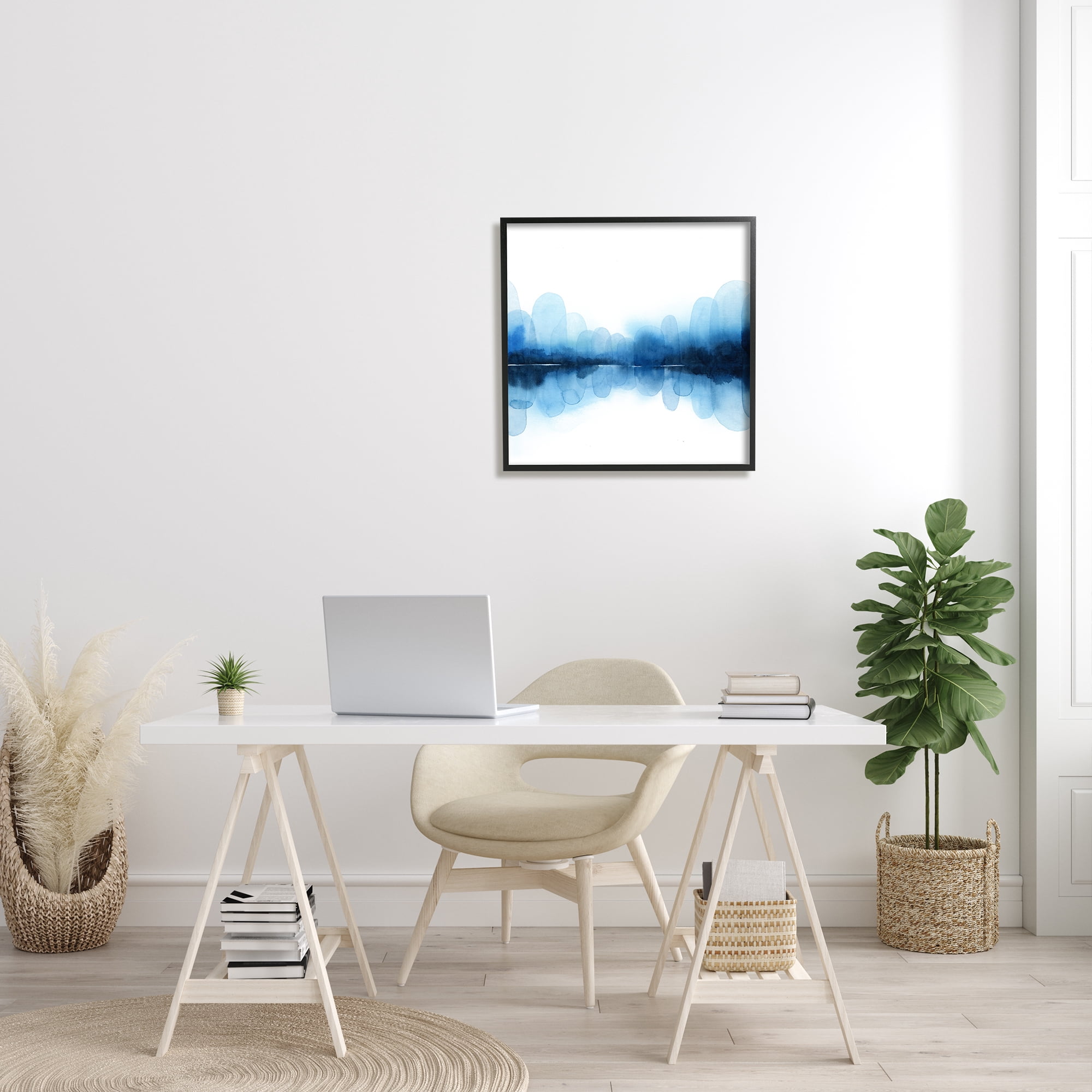 Stupell Indtries Reflecting Blue Arches Abstract Layered Shapes over White,24 x 24,Design by Grace Popp