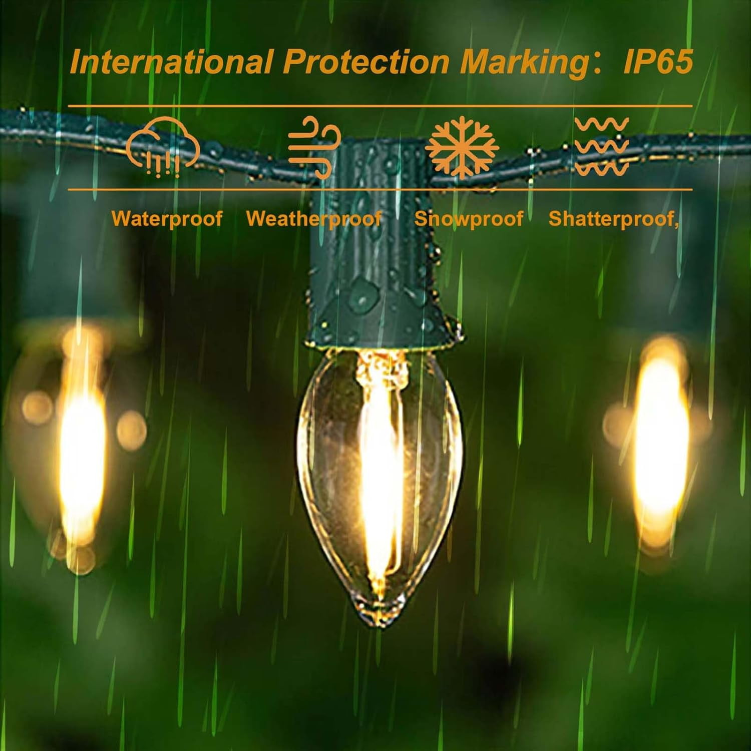 UKLL-25 Pack C7 LED Replacement Light Bulb,Shatterproof,Waterproof,Plastic Led Bulbs for Christmas Indoor Outdoor String Lights,E12 Base Warm White