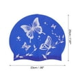 thumbnail image 4 of Unique Bargains 1 Pc Waterproof Butterfly Vine Leaves Pattern Swim Cap White Blue, 4 of 6