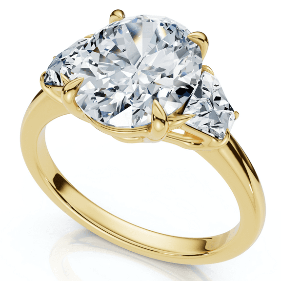 Pompeii Certified 2.63Ct Oval & Trapezoid Diamond Engagement Ring Lab Grown (F/G,VS1-VS2)