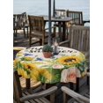 thumbnail image 2 of Outdoor Tablecloth with Umbrella Hole for Patio/Picnic/Party/Camping, Summer Sunflowers Waterproof Table Cloth Round Cover Washable, Country Botanical Budding Flowers (Dia 60"), 2 of 8