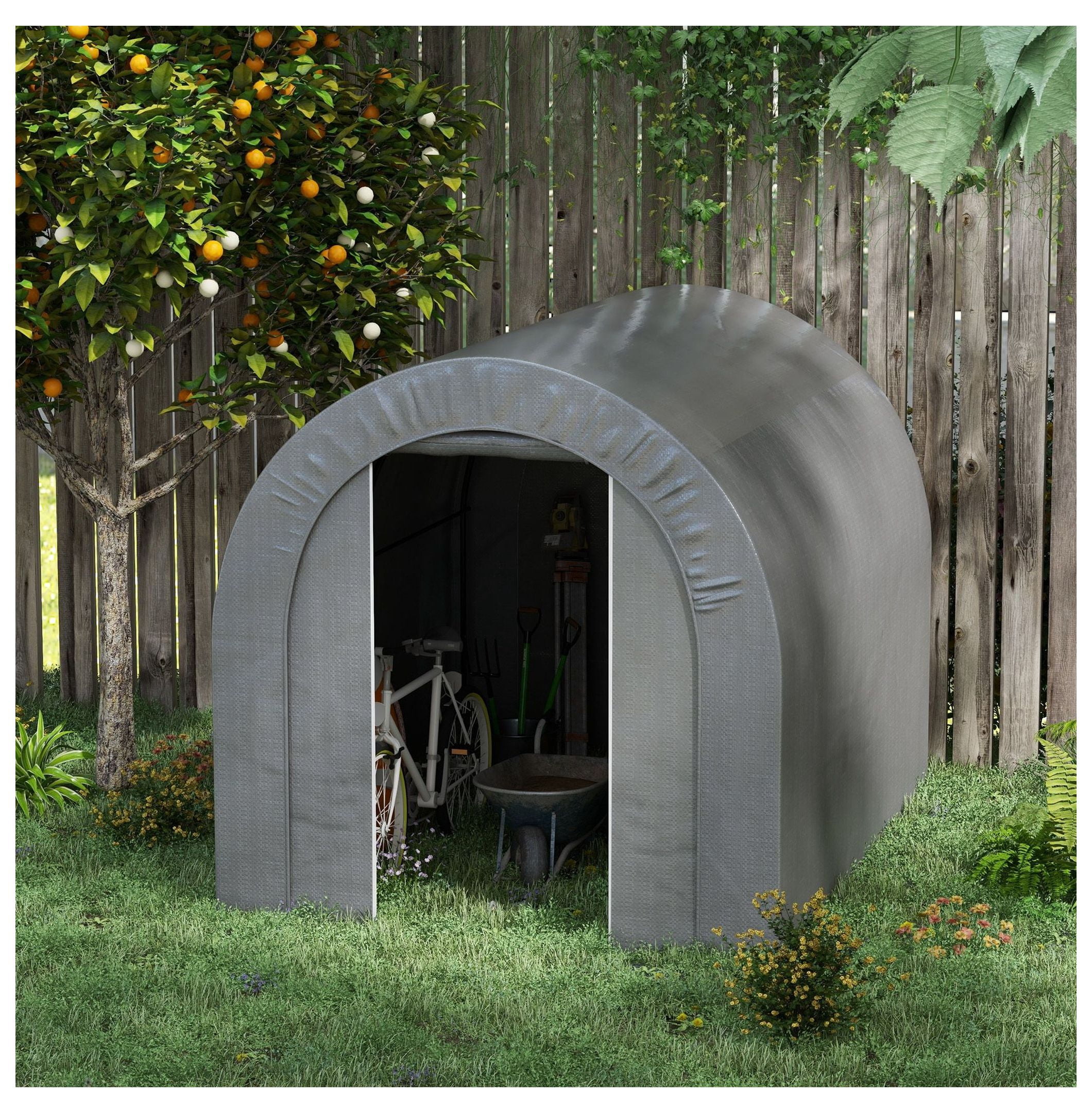 Galvanized Steel Storage Tent 6x8 ft, Waterproof Outdoor Shed for Motorcycle, Bike & Tools - Heavy Duty Portable Shelter with Windproof Design