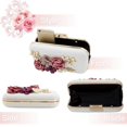 thumbnail image 2 of Women Clutches Flower Leather Envelope Pearl Evening Handbag(white), 2 of 5