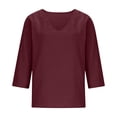 thumbnail image 5 of Hilenly Plus Size Cotton Linen Shirts for Women 3/4 Sleeve V Neck Summer Tops Lightweight Beach Vacation Blouse, 5 of 7