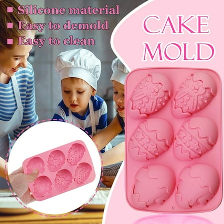 

PhoneSoap Easter Mould Cake Baking Cupcake DIY Chocolate Muffin Silicone Cavity 6 Kitchen，Dining & Bar Pink