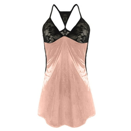 

iOPQO lingerie for women Fashion Women Plus Size Babydoll Lace Silks Lingerie G-String Set Underwear Beige 6XL