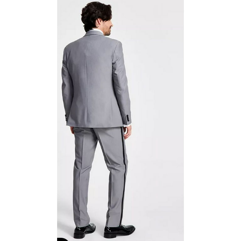 Alfani Men s Slim Fit White Floral Light Grey Suit Jacket 36R Walmart