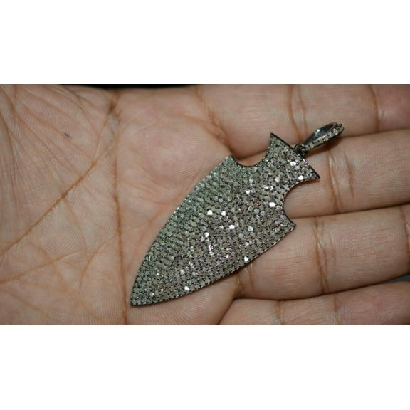 Genuine Diamond Arrowhead Pendant 925 Sterling Silver Arrow Charm Pendant Gift.