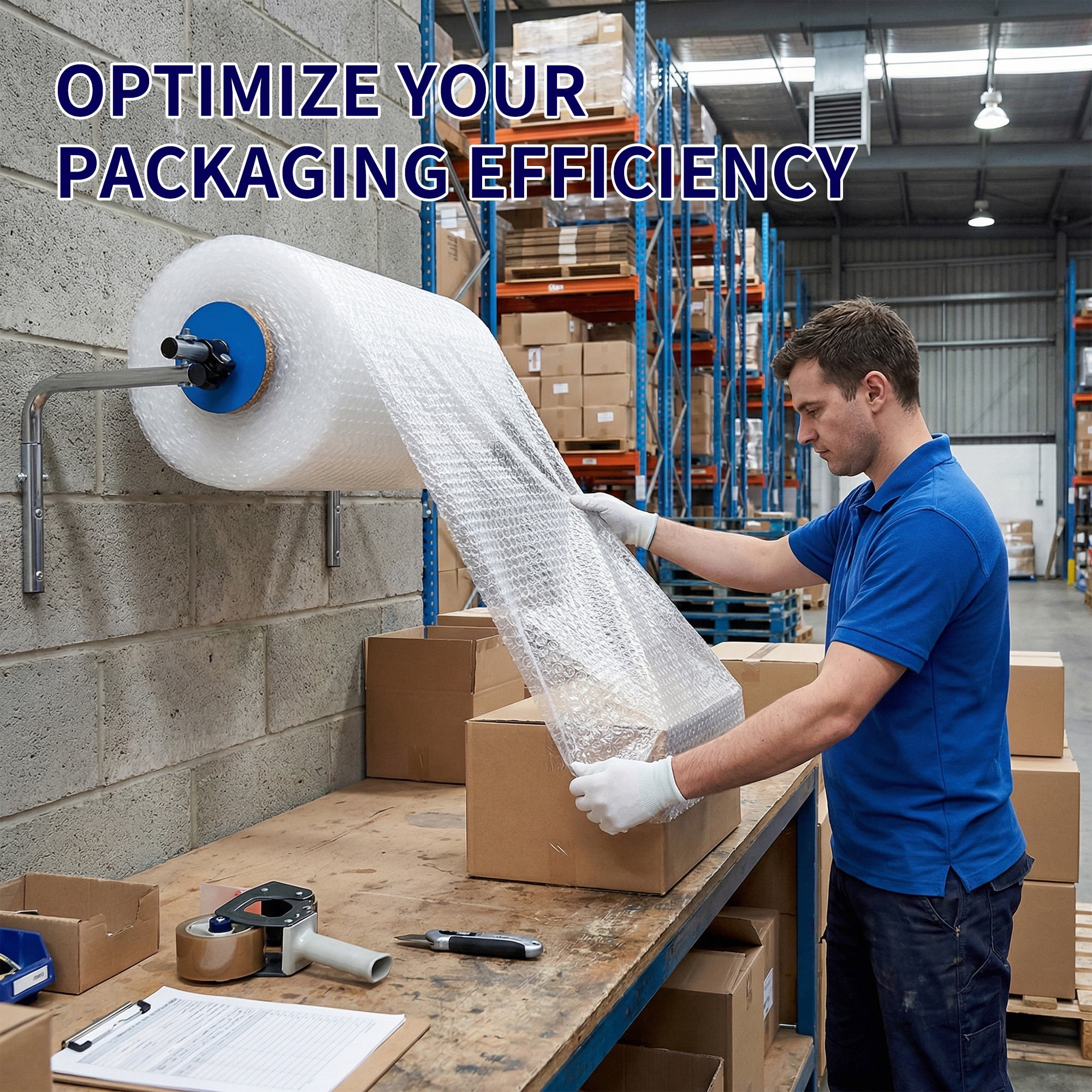 HI-REEKE Bubble Wrap Dispenser Wall Mount Bubble with width of 15.75" Cushioning Wrap Holder for Warehouse