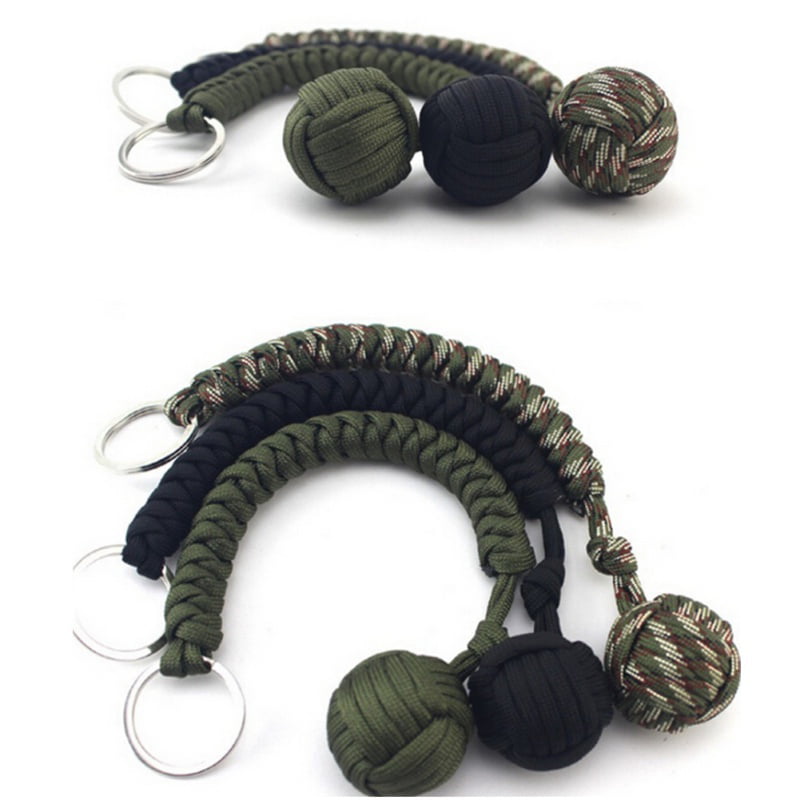 Paracord Keychain Military Steel Ball Survivaltective Outdoor Camping Heiss SAA