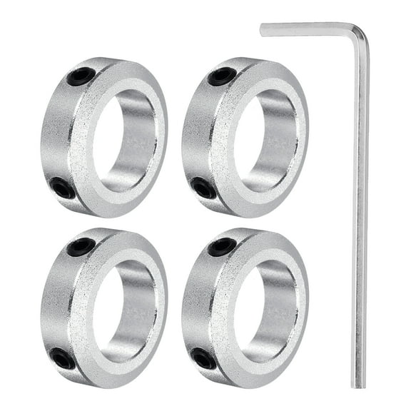 Uxcell Shaft Collar 22mm/ 7/8 Inch Bore Aluminum Set Screw Style Clamping Collars Hexagon Wrench Silver 4Pcs