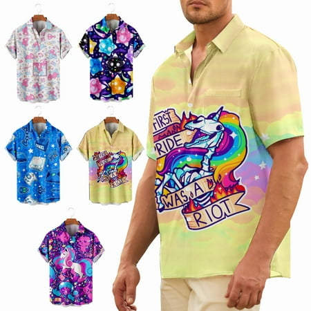 

Aloha Hawaiian Shirt Button Down Lapel Print Lightweight Clothing Apparel Sizes Kids-Adult Unisex